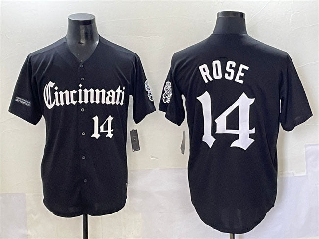 Pete Rose #14 Cincinnati Reds 'Gothic Queen City Edition' Vapor Premier Li Jersey - Black
