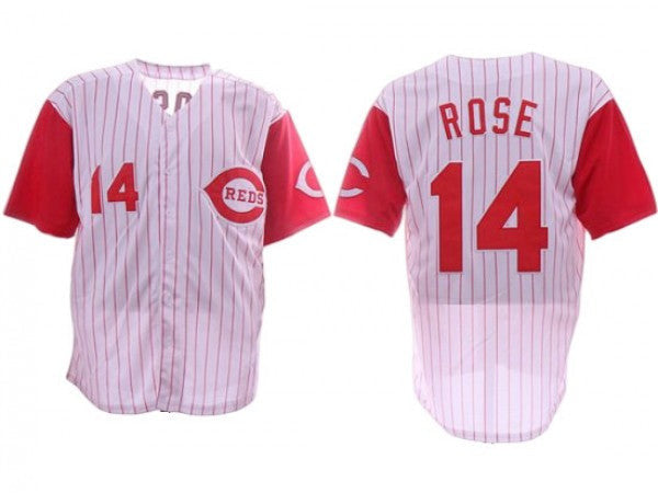 Pete Rose #14 Cincinnati Reds Pinstripe Limited Throwback Jersey - White