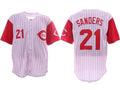 Reggie Sanders #21 Cincinnati Reds Stripe Limited Throwback Jersey - Gray