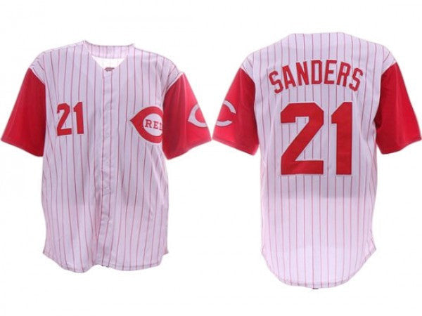 Reggie Sanders #21 Cincinnati Reds Stripe Limited Throwback Jersey - Gray
