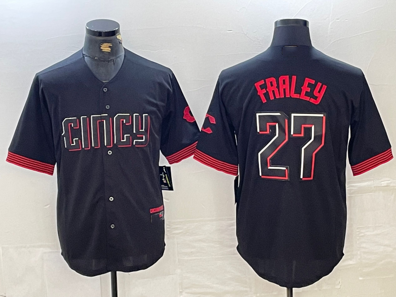Jake Fraley #27 Cincinnati Reds 2023 City Connect Cool Base Baseb Limited Jersey - Black