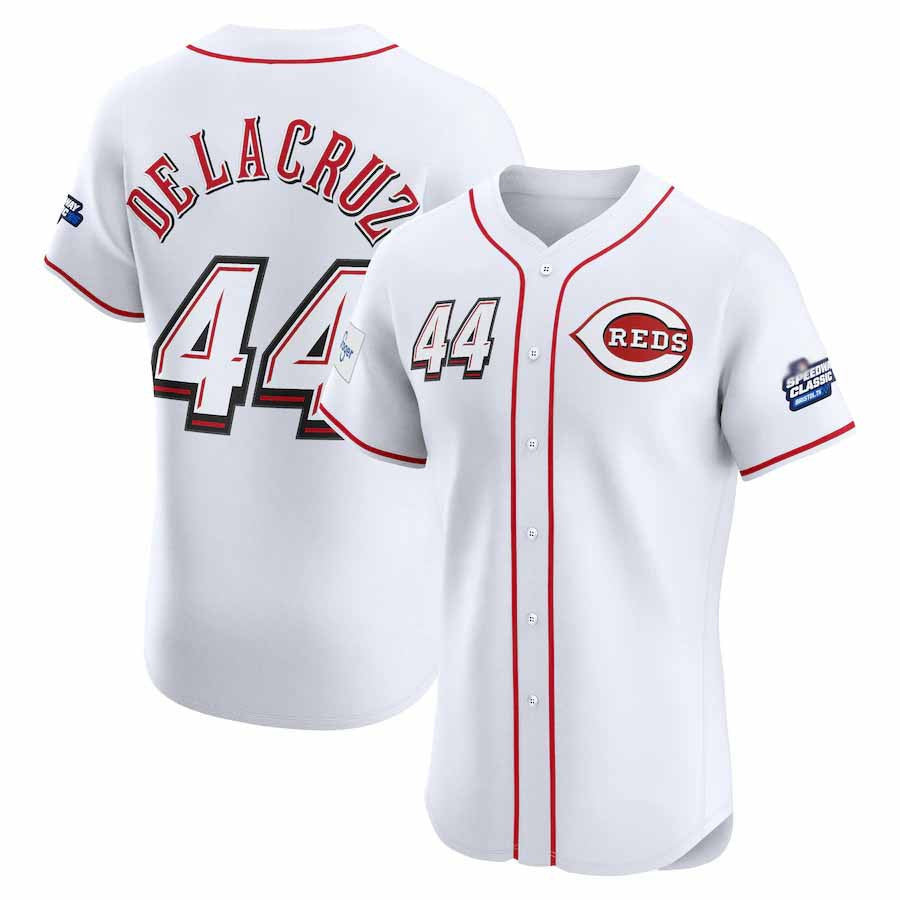Elly De #44 Cincinnati Reds 2025 La Cruz Speedway Classic Home Elite Playe Jersey - White