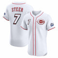 Spencer Steer #7 Cincinnati Reds 2025 Speedway Classic Home Elite Player Jersey - White