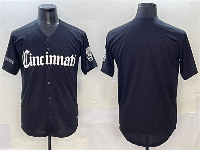 Queen City #44 Cincinnati Reds Blank 'Gothic Edition' Vapor Premier Limited St Jersey - Black