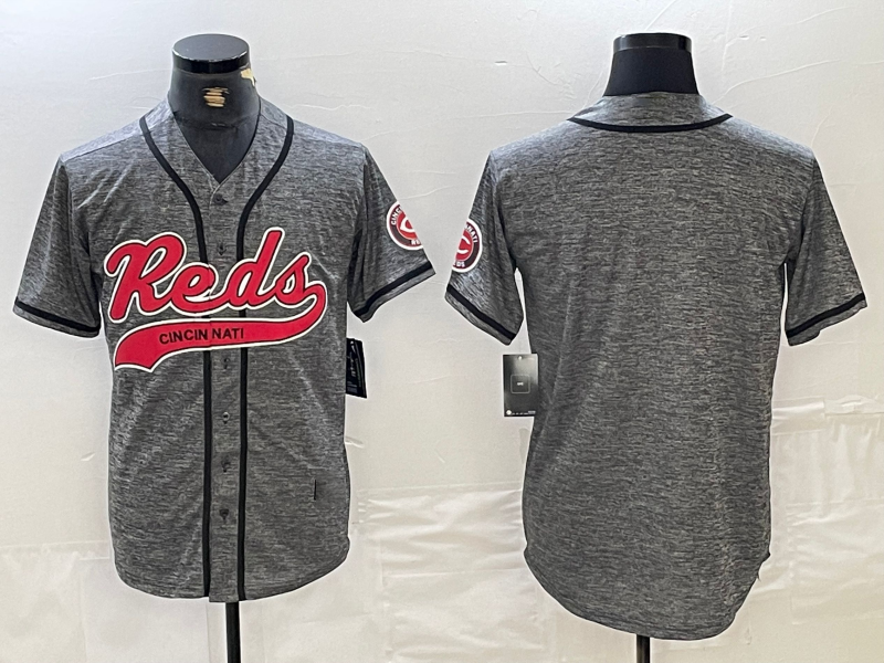 Cincinnati Reds Blank Gridiron Limited Cool Base Baseball Jersey - Grey