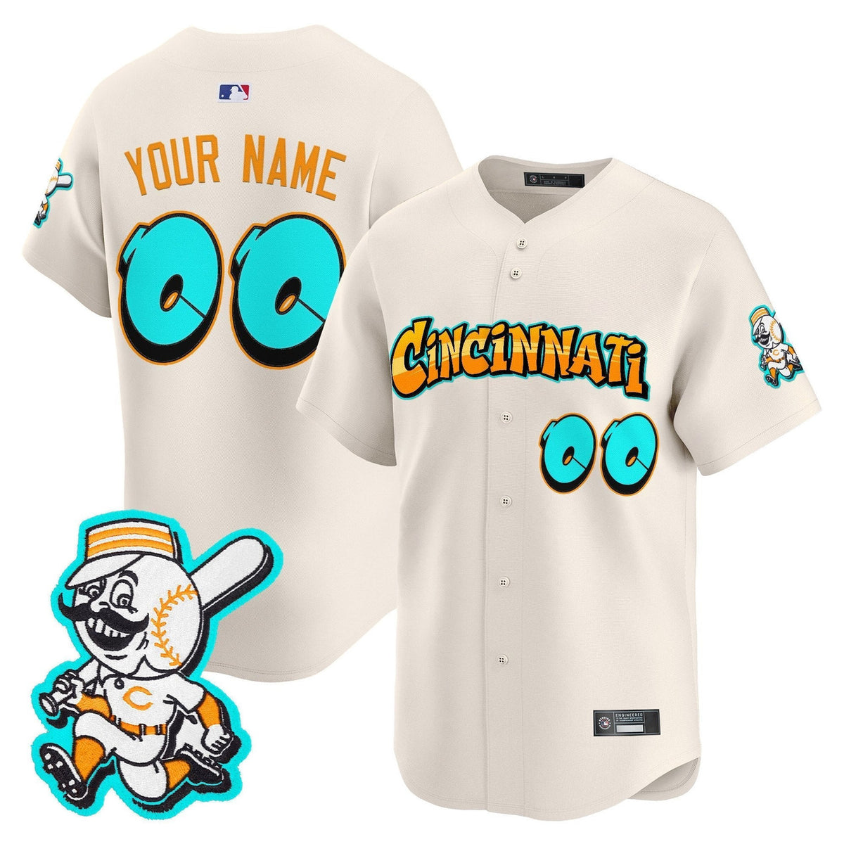 Queen City #44 Cincinnati Reds 'Graffiti Edition' Vapor Premier Limited Custom Jerse Jersey