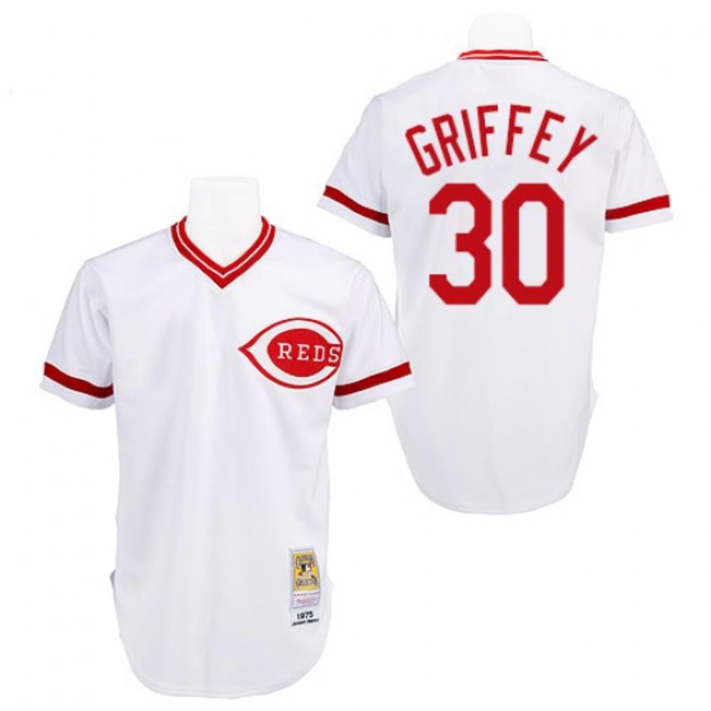 Ken Griffey Jr Cincinnati Reds 1975 Throwback Pullover Limited Jersey - White
