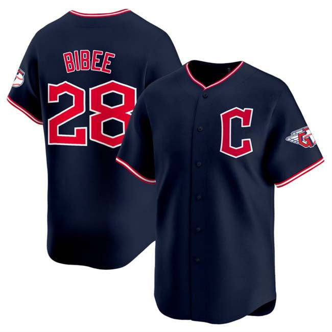 Tanner Bibee #28 Cleveland Guardians 2025 Alternate Limited Baseba Jersey - Navy