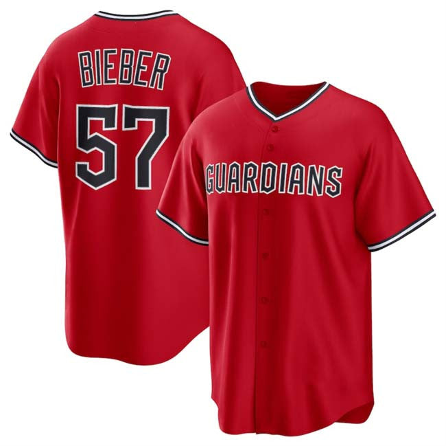 Shane Bieber #57 Cleveland Guardians Limited Cool Base Baseball Jersey - Red