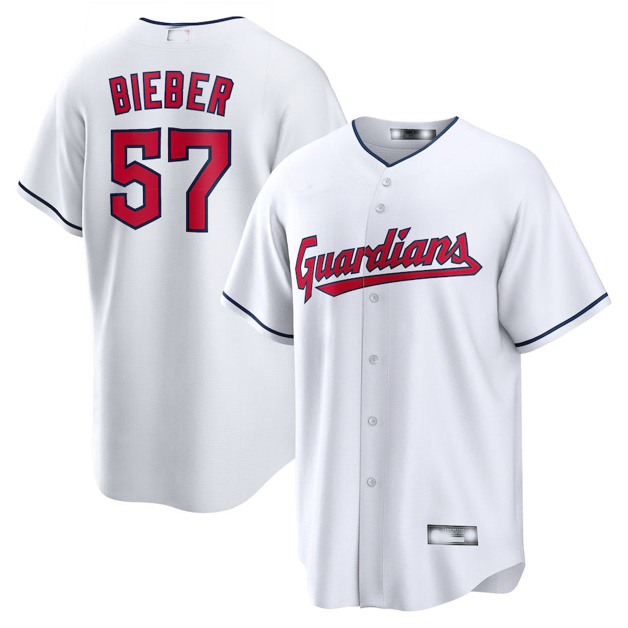 Shane Bieber #57 Cleveland Guardians Baseball Limited Player Jersey - White