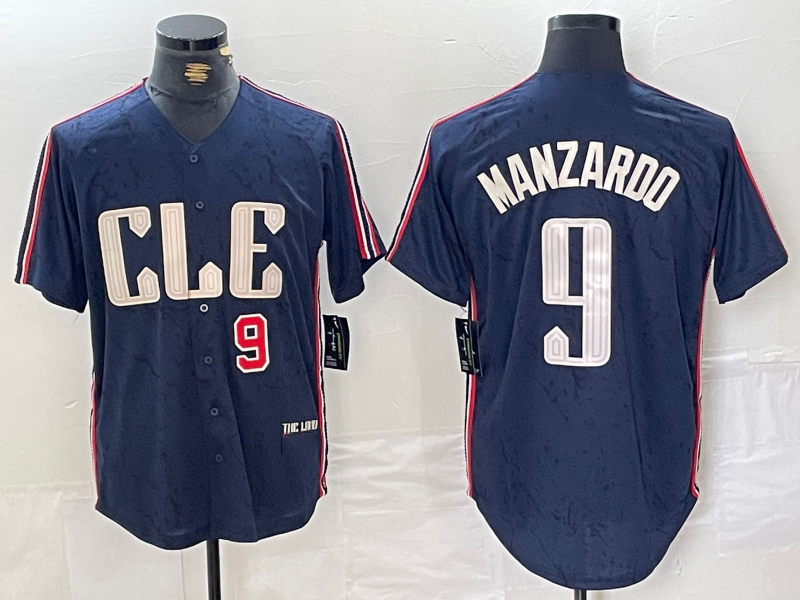 Kyle Manzardo #9 Cleveland Guardians 2024 Number City Connect Limited Stitc Jersey - Navy