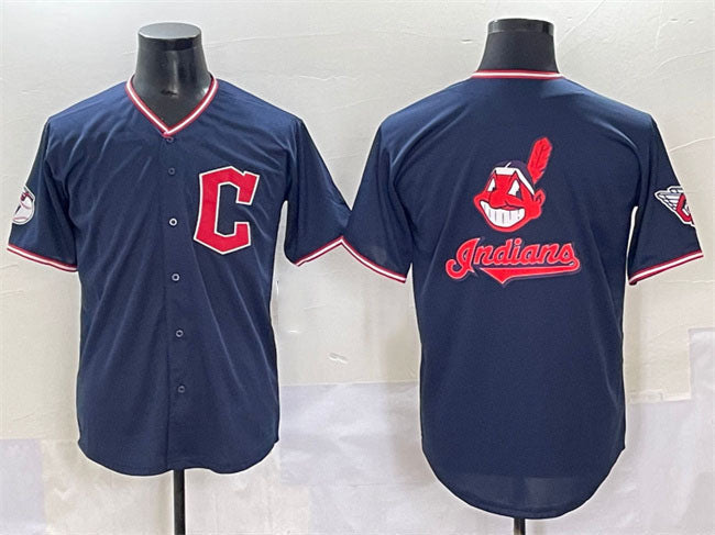 Cleveland Guardians 2025 Team Big Logo Alternate Limited Baseball Jersey - Navy