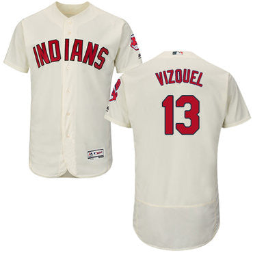 Cleveland Indians #13 Omar Vizquel Flexbase Authentic Jersey - Cream