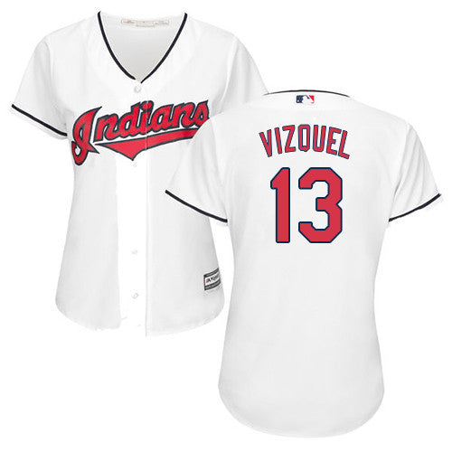 Cleveland Indians #13 Womens Omar Vizquel Home Limited Jersey - White