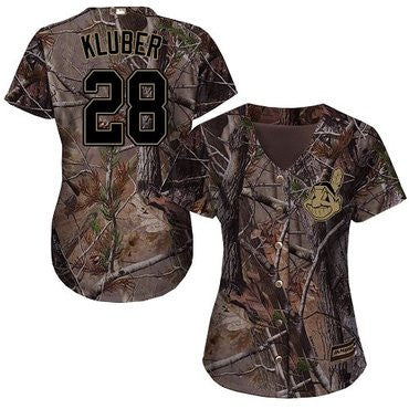 Corey Kluber #28 Cleveland Indians Womens Realtree Limited Cool Base Baseball Jersey - Camo