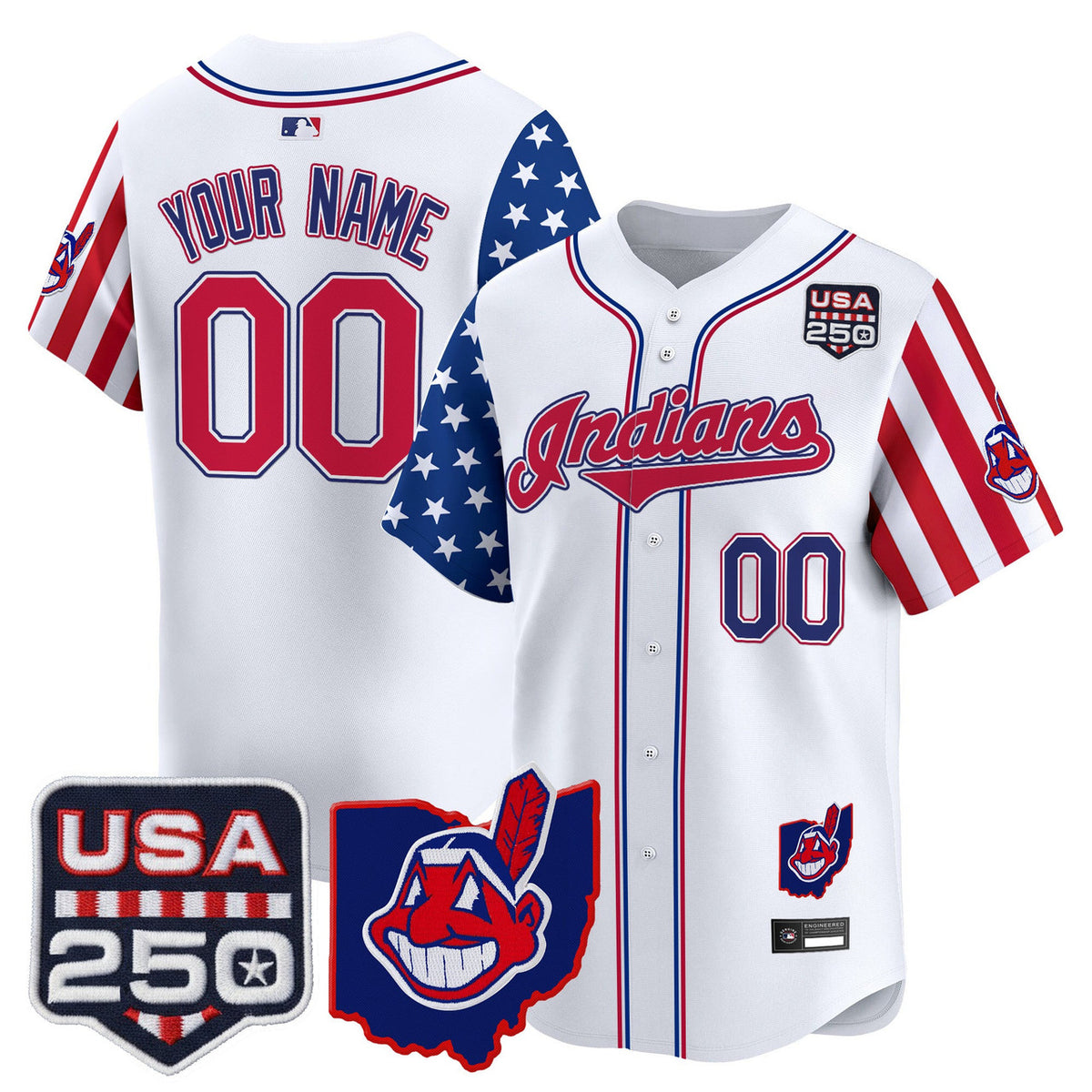Cleveland Indians America250 Edition Vapor Premier Limited Custom Jersey