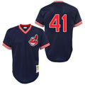 Carlos Santana #41 Cleveland Indians Throwback Mesh Pullover Limited Jersey - Navy