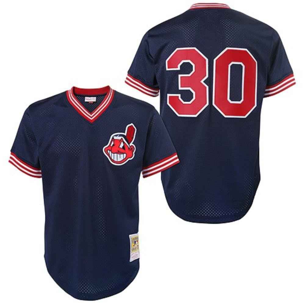 Joe Carter #30 Cleveland Indians Throwback Mesh Pullover Limited Jersey - Navy