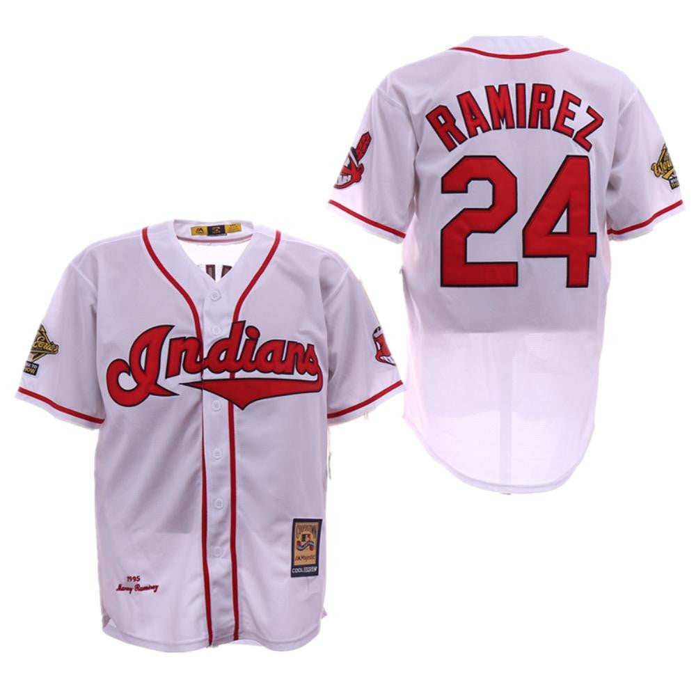 Manny Ramirez #24 Cleveland Indians 1995 Limited Throwback Jersey - White