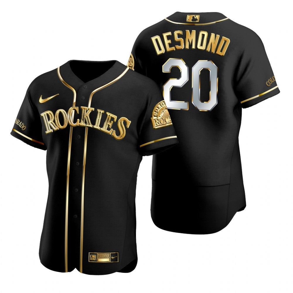 Ian Desmond #20 Colorado Rockies Brandedition Black Gift Rockies Fans Limited Jersey - Golden