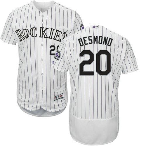 Ian Desmond #20 Colorado Rockies Strip Flexbase Authentic Baseball Jersey - White