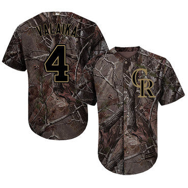Pat Valaika #4 Colorado Rockies Realtree Limited Cool Base Jersey - Camo