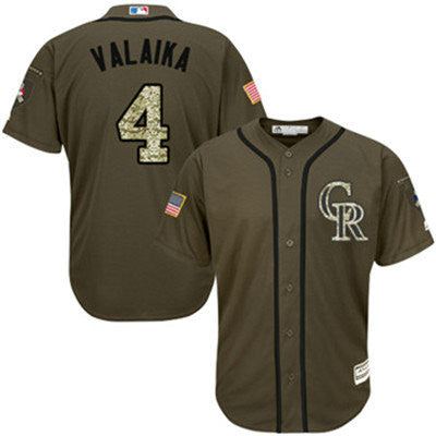 Pat Valaika #4 Colorado Rockies Salute To Service Limited Baseball Jersey - Green