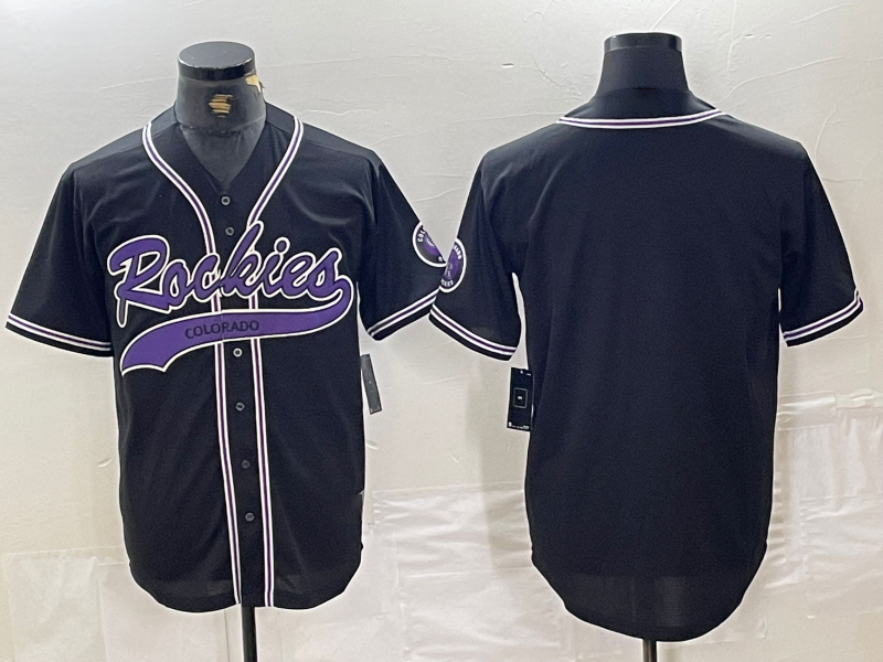 Colorado Rockies Blank Patch Limited Cool Base Baseball Jersey - Black