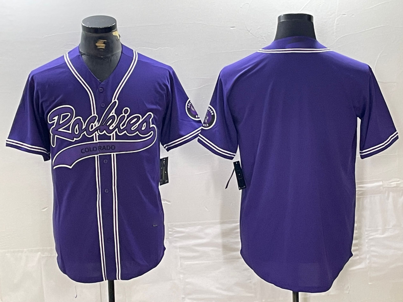 Colorado Rockies Blank Patch Limited Cool Base Baseball Jersey - Purple