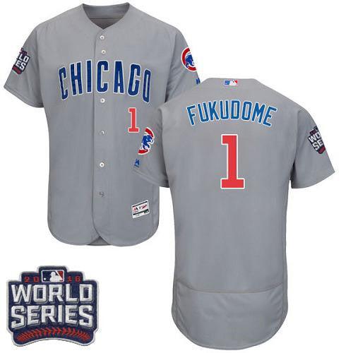 Chicago Cubs #1 2016 Kosuke Fukudome Flexbase Authentic Road World Series Bound Jersey - Grey