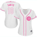 Ron Santo #10 Chicago Cubs Womens Fashion Limited Baseball Jersey - White Pink