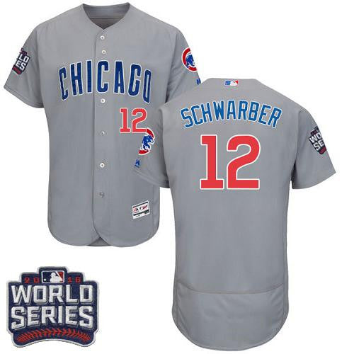 Kyle Schwarber #12 Chicago Cubs 2016 Flexbase Authentic Road World Series Bound Jersey - Grey