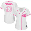 Ryne Sandberg #23 Chicago Cubs Womens Fashion Limited Baseball Jersey - White Pink