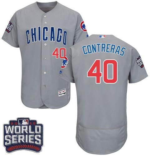 Willson Contreras #40 Chicago Cubs 2016 Flexbase Authentic Road World Series Bound Jersey - Grey