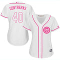 Willson Contreras #40 Chicago Cubs Womens Fashion Limited Baseball Jersey - White Pink