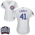 John Lackey #41 Chicago Cubs Womens 2016 Whiteblue Strip Home World Series Bound Limited Jersey