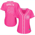 Jake Arrieta #49 Chicago Cubs Womens Fashion Limited Baseball Jersey - Pink