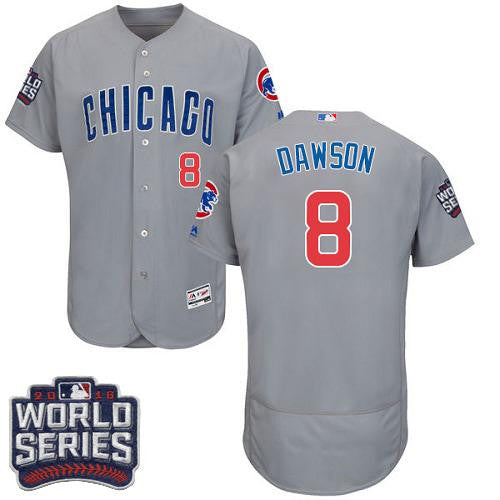 Andre Dawson #8 Chicago Cubs 2016 Flexbase Authentic Road World Series Bound Jersey - Grey