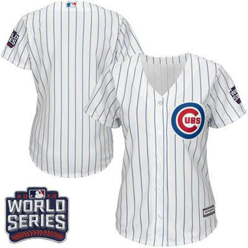 Chicago Cubs Womens 2016 Blank Whiteblue Strip Home World Series Bound Limited Jersey