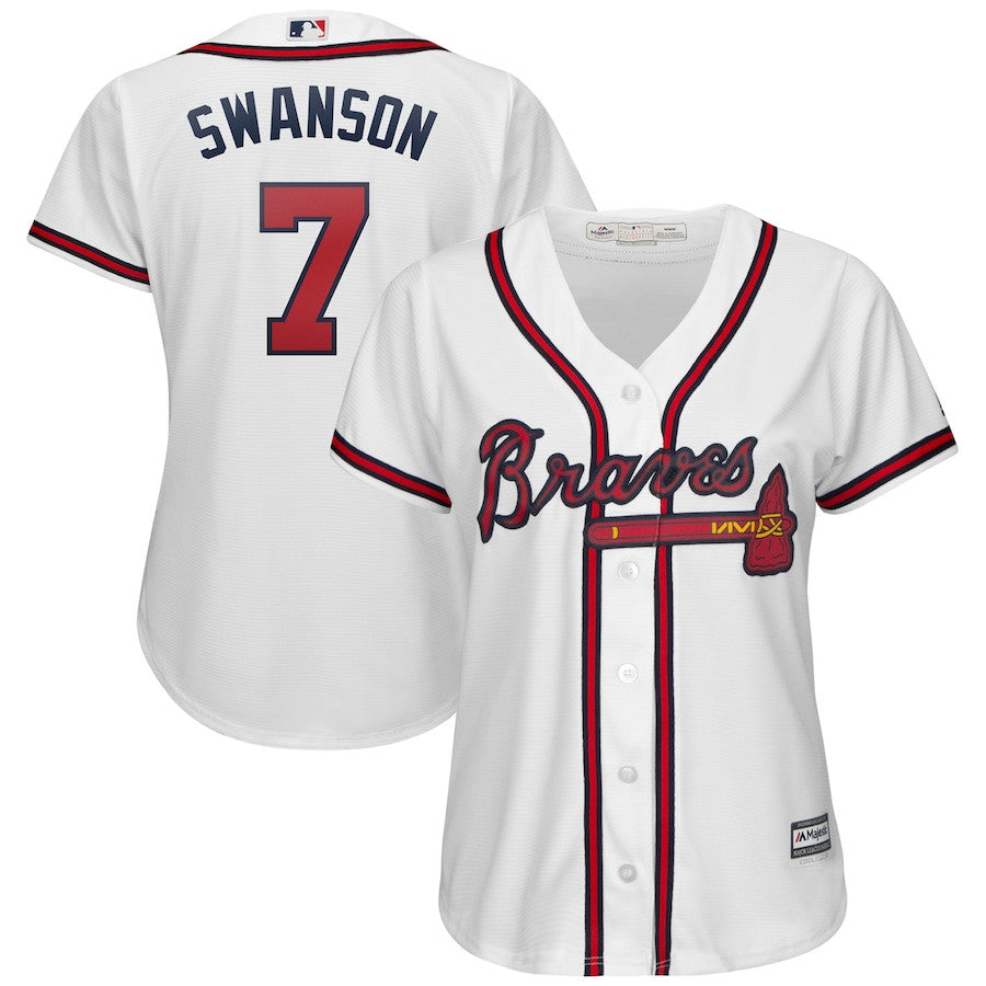 Dansby Swanson Atlanta Braves Majestic Womens 2019 Home Limited Cool Base Player Jersey - White