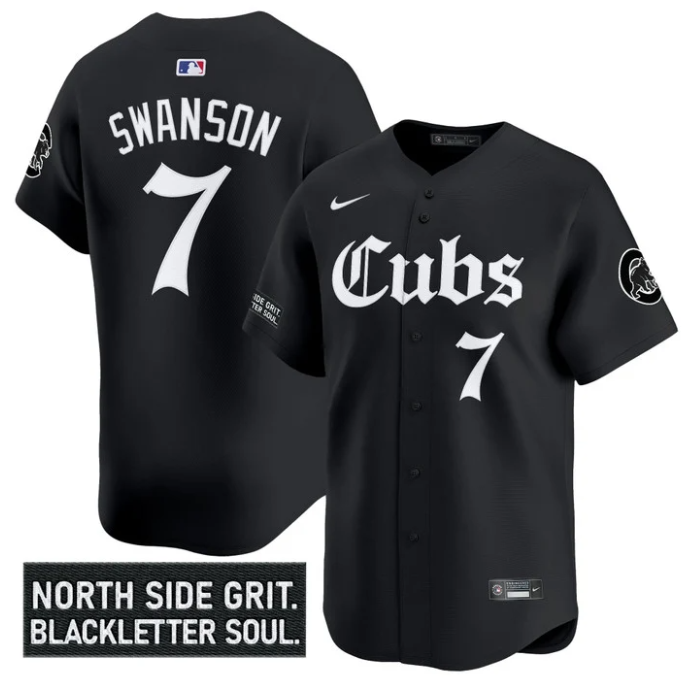 Dansby Swanson #7 Chicago Cubs Gothic North Side Edition Vapor Limited St Jersey