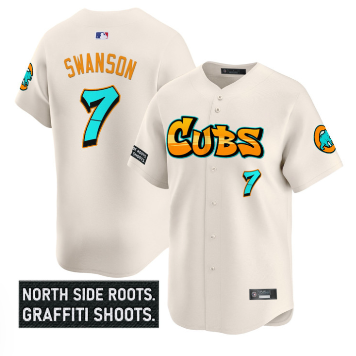 Dansby Swanson #7 Chicago Cubs Graffiti North Side Edition Limited Jersey - Cream