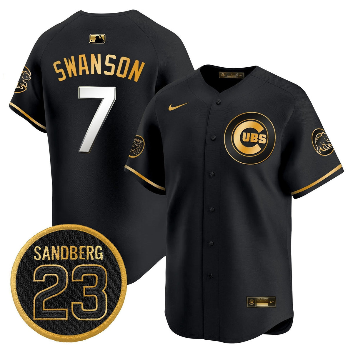 Dansby Swanson #7 Chicago Cubs Ryne Sandberg Tribute Limited Jersey - Black Gold