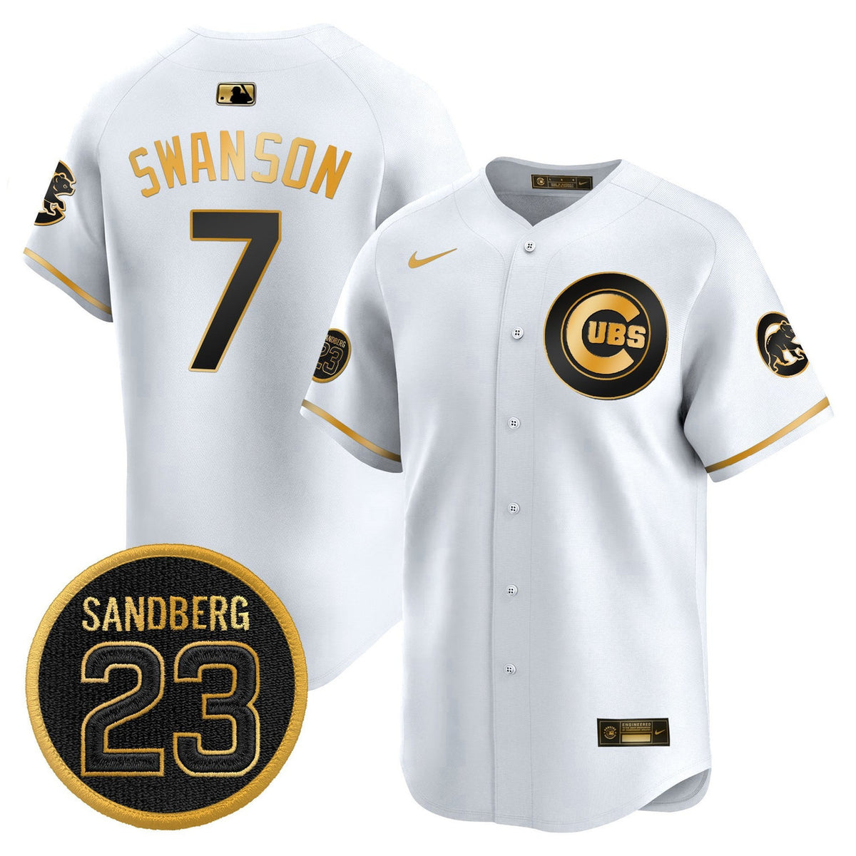 Dansby Swanson #7 Chicago Cubs Ryne Sandberg Tribute Limited Jersey - White Gold