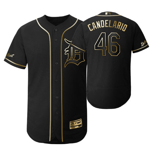 Jeimer Candelario #46 Detroit Tigers 2019 Brandedition Black Gift Tigers Fans Limited Jersey - Golden