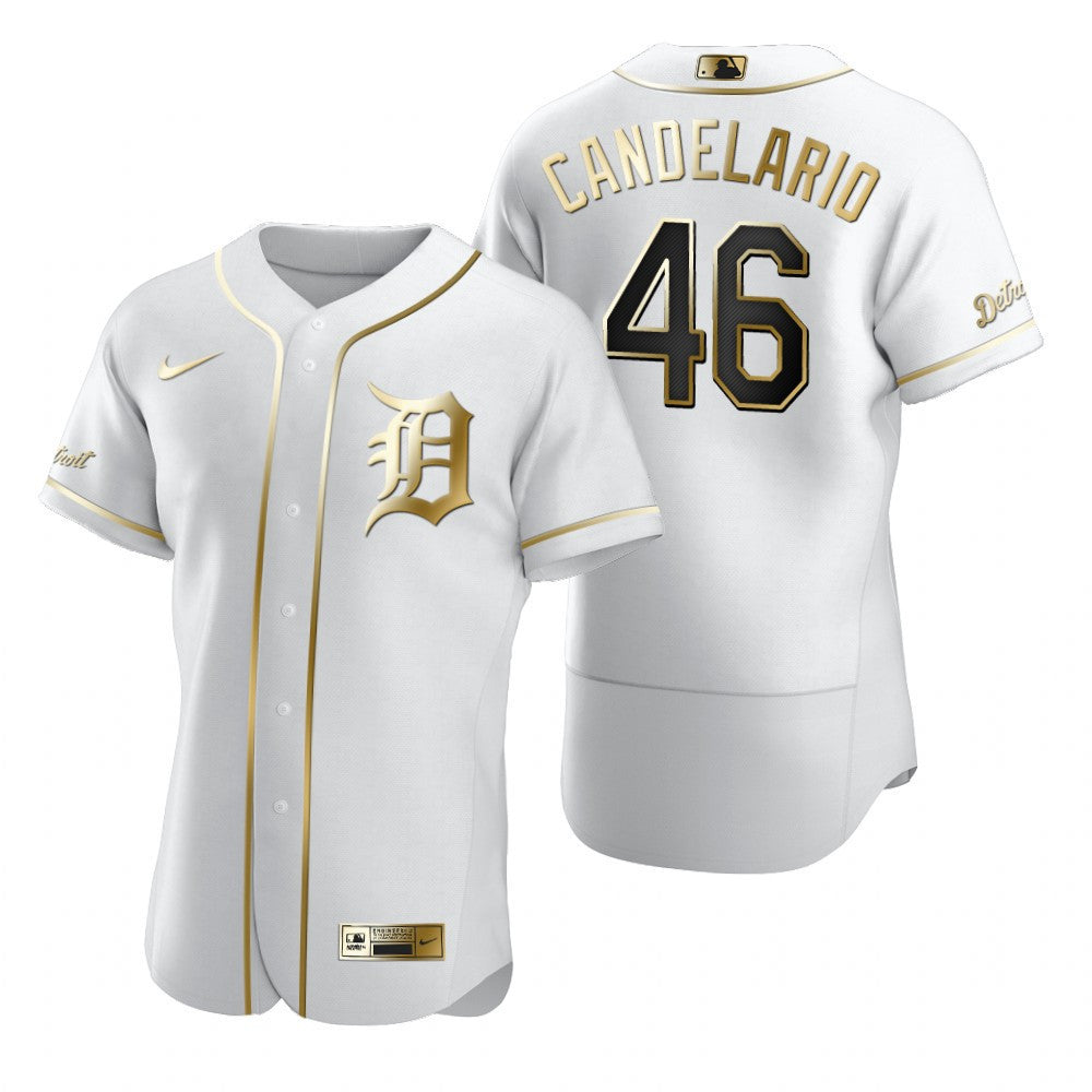 Jeimer Candelario #46 Detroit Tigers Brandedition White Gift Tigers Fans Limited Jersey - Golden