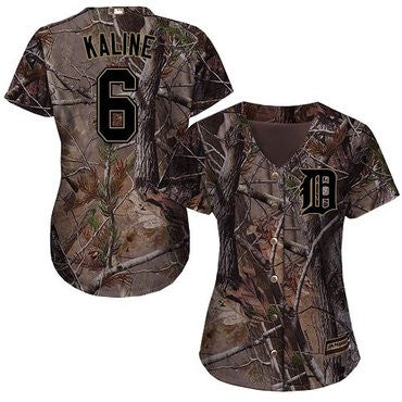 Al Kaline #6 Detroit Tigers Womens Realtree Limited Cool Base Baseball Jersey - Camo