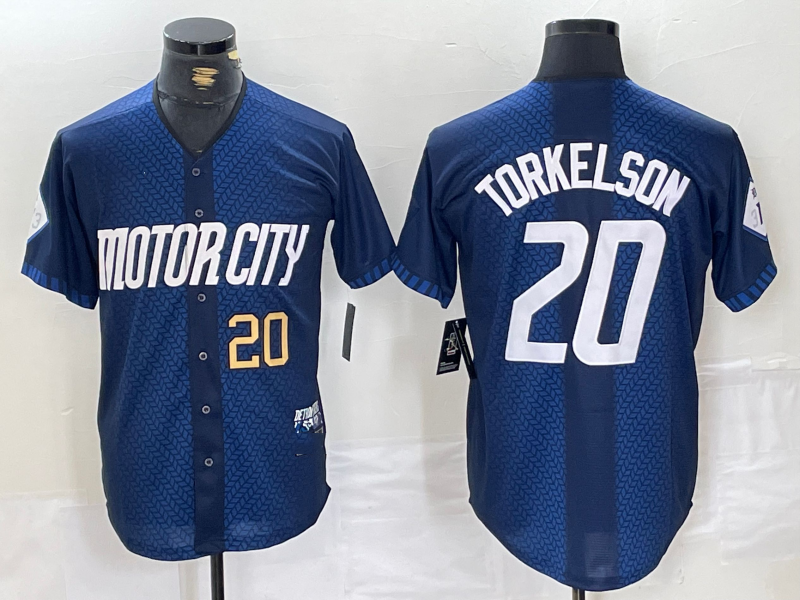 Spencer Torkelson #20 Detroit Tigers 2024 Number City Connect Cool Base Lim Limited Jersey - Navy