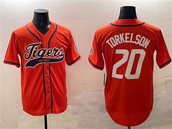 Spencer Torkelson #20 Detroit Tigers Patch Cool Base Baseba Limited Jersey - Orange