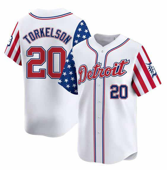 Spencer Torkelson #20 Detroit Tigers 2025 Independence Day Vapor Premier L Jersey - White